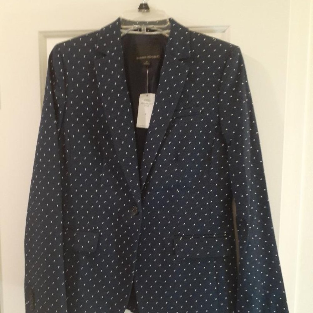 Classic white on royal blue polka dot jacket